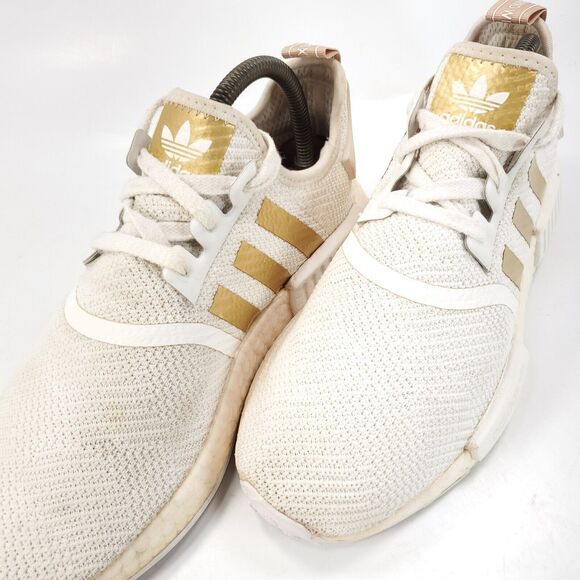 Adidas NMD R1 Athletic Lace Up Training Shoe Womens Size 7.5 B37650 White Gold - Picture 8 of 9